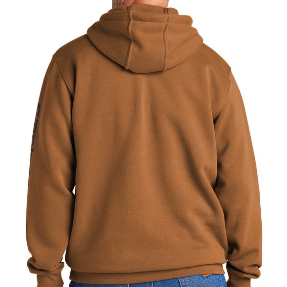 (NWT) Carhartt Mens Hooded Sweatshirt Sleeve Logo Midweight Hoodie Brown - Picture 4 of 6